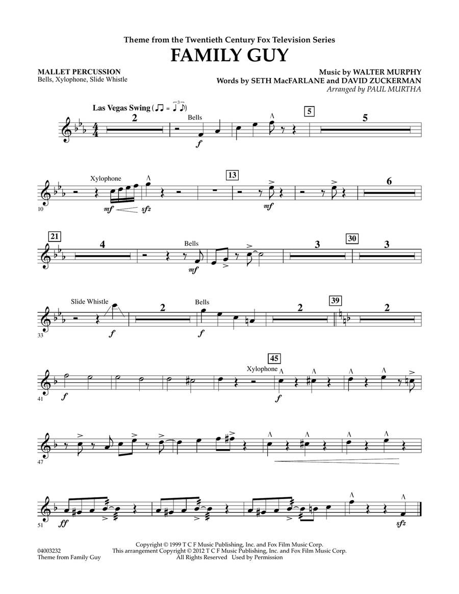 Family Guy (Theme) - Mallet Percussion Concert Band scores gallery preview page 1