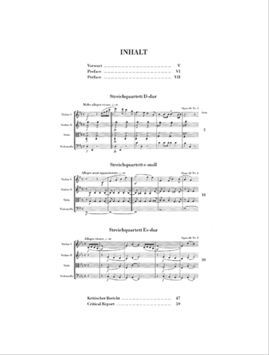 String Quartets Op. 44, No. 1-3 String Quartet scores gallery preview page 2