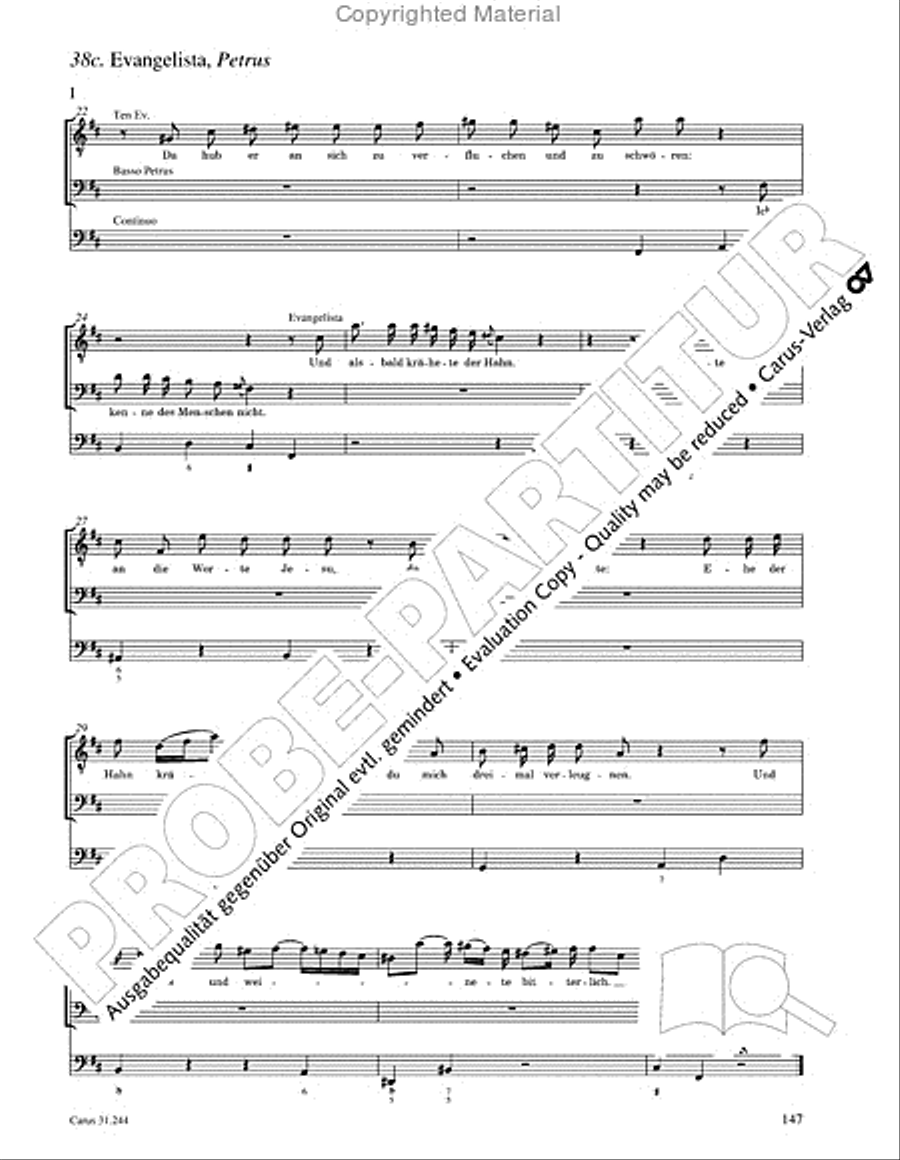 St. Matthew Passion (Matthaus-Passion) 4-Part scores gallery preview page 149