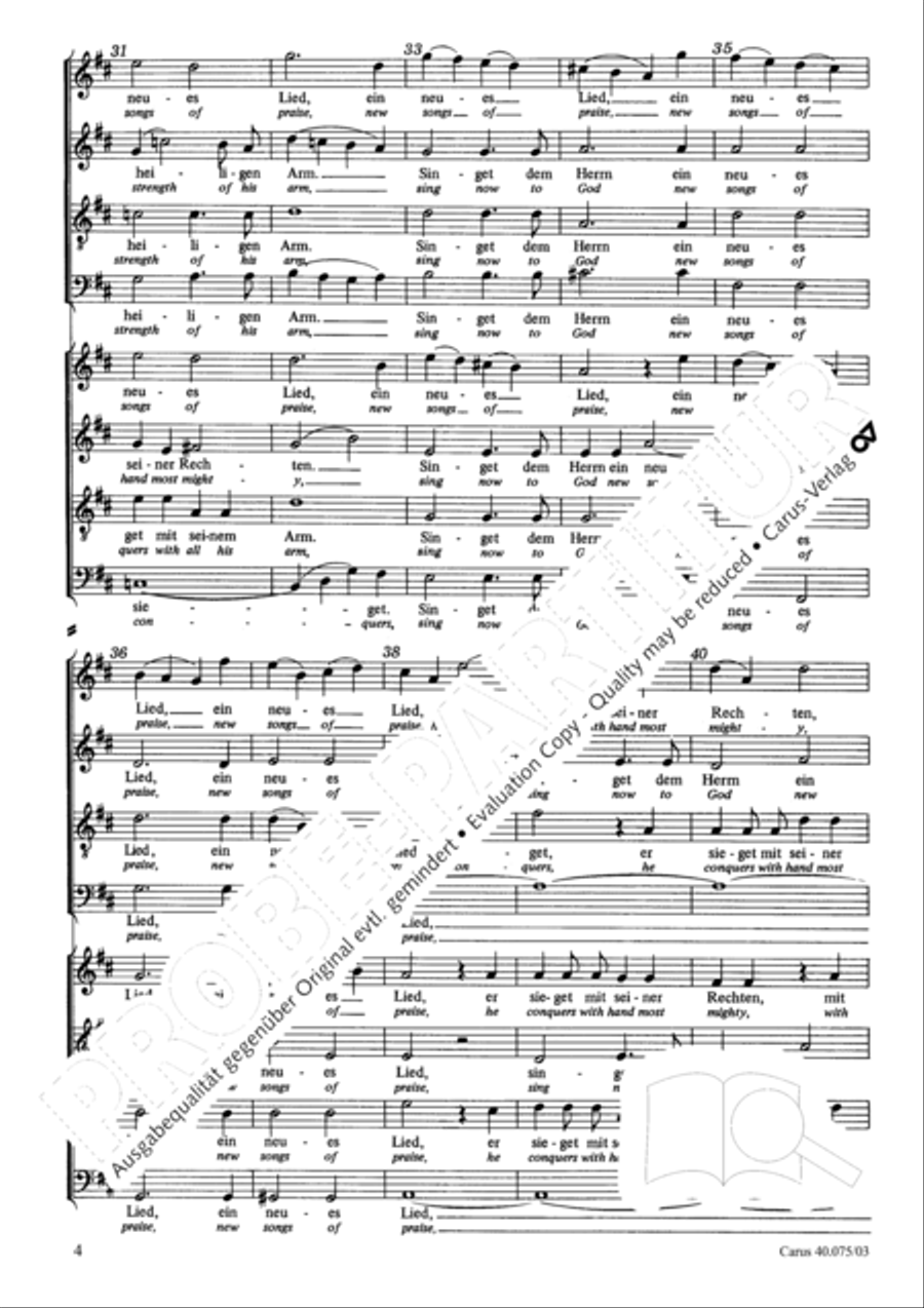 Psalm 98 (Der 98. Psalm) Psalm 98 (Der 98. Psalm) 4-Part scores gallery preview page 5