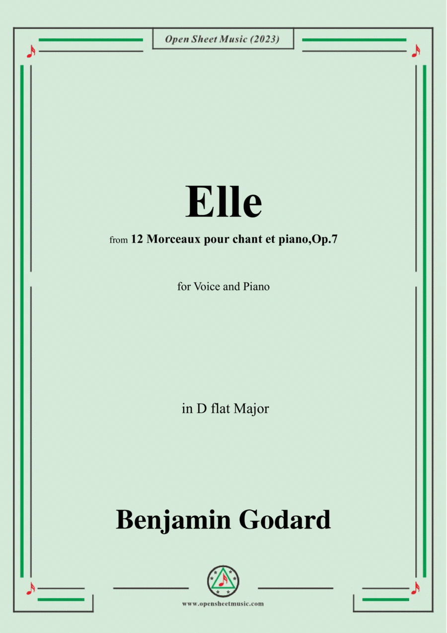 B. Godard-Elle,Op.7 No.10,from '12 Morceaux pour chant et piano,Op.7',in D flat Major Voice scores gallery preview page 1