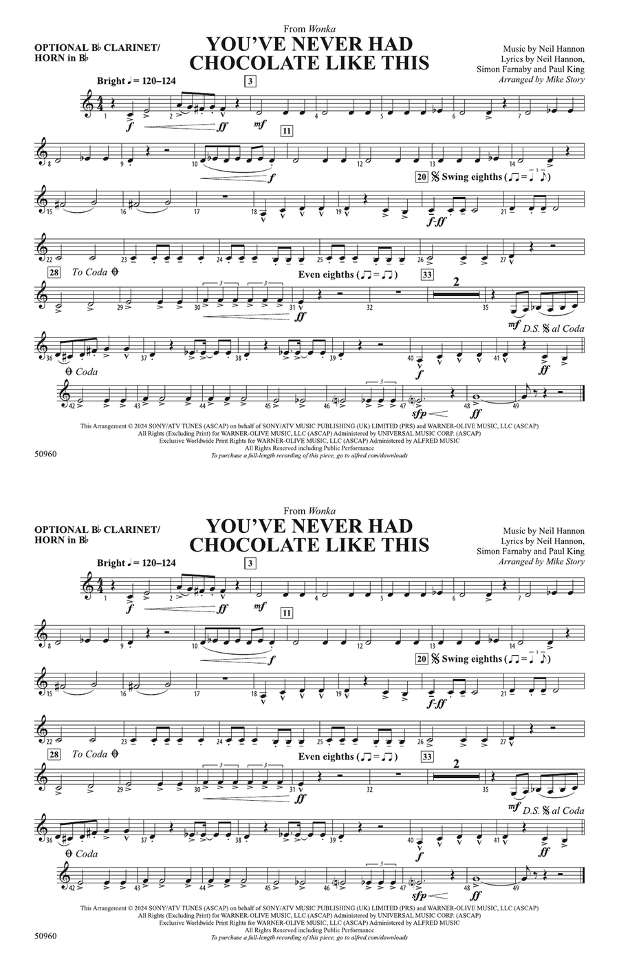 You've Never Had Chocolate Like This: Optional Bb Clarinet/Horn in Bb B-Flat Clarinet scores gallery preview page 1