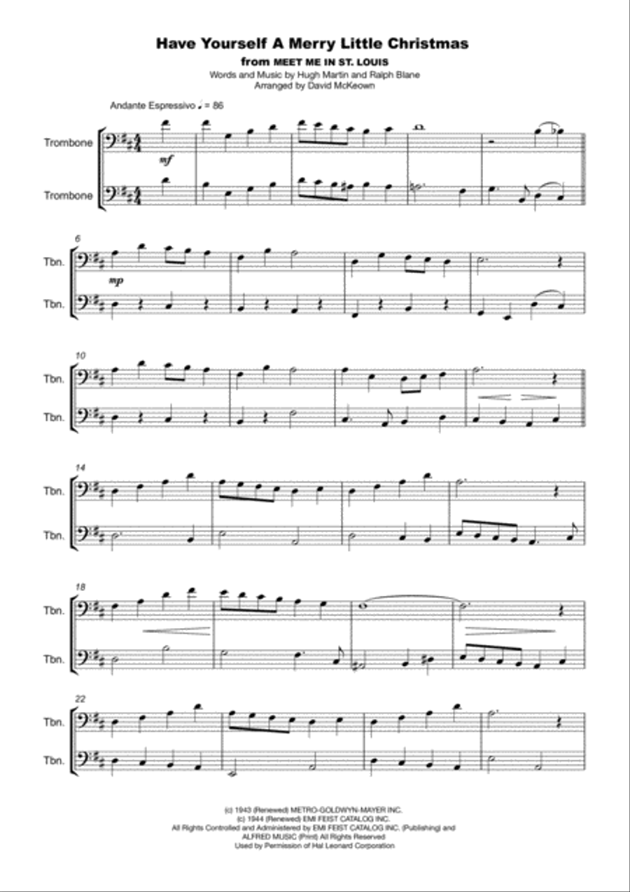 Have Yourself A Merry Little Christmas from MEET ME IN ST. LOUIS Trombone Duet scores gallery preview page 2