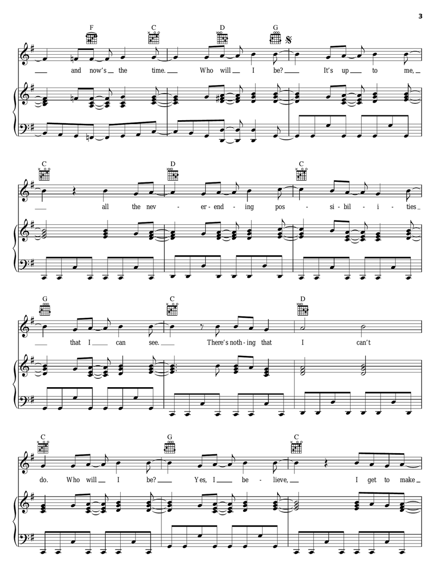 Who Will I Be (from Camp Rock) Piano, Vocal, Guitar scores gallery preview page 3