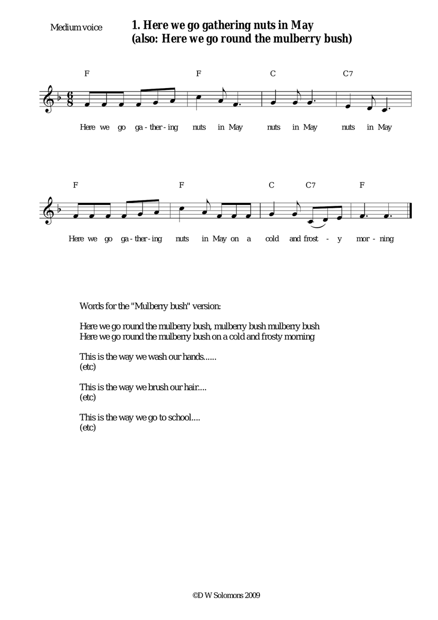 Here we go gathering nuts in May arranged for voice with guitar chords Acoustic Guitar scores gallery preview page 2