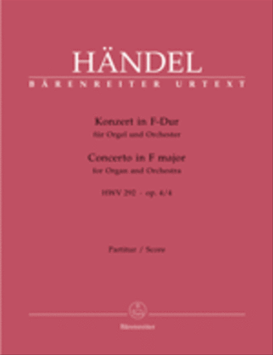 Concerto for Organ and Orchestra F major, Op. 4/4 HWV 292 Organ scores gallery preview page 1