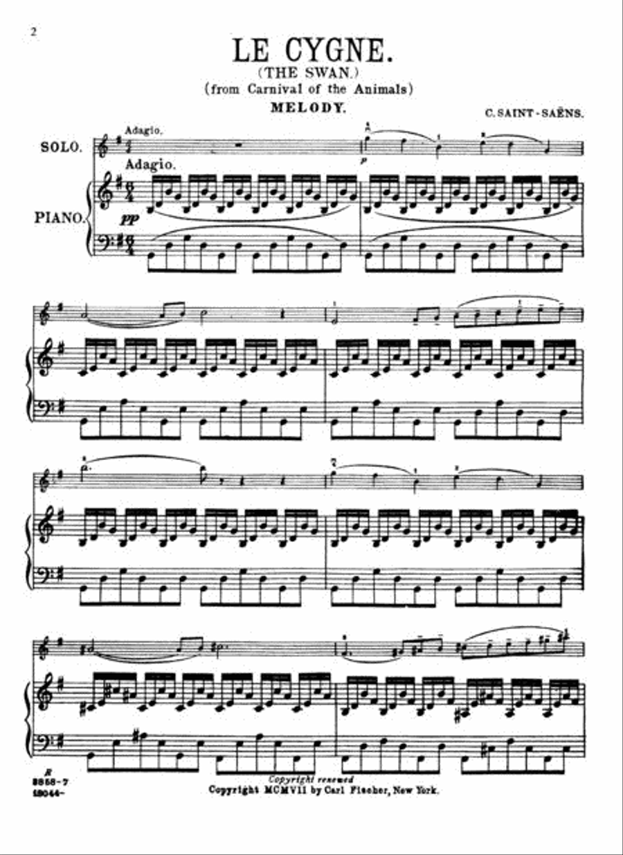 The Swan - from 'Carnival of the Animals' Piano Accompaniment scores gallery preview page 2