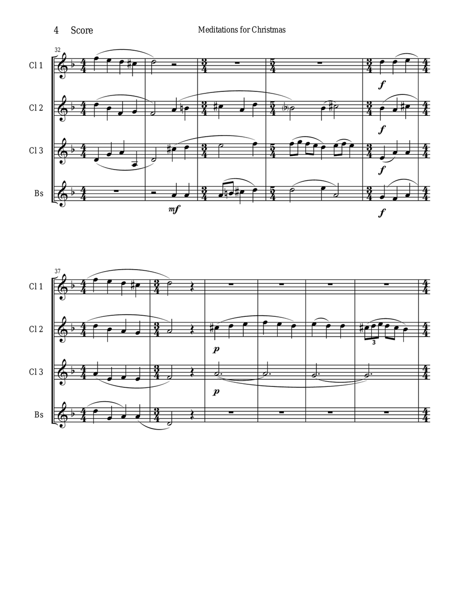Meditations for Christmas, Russian Chant for Clarinet Quartet Clarinet Quartet scores gallery preview page 4