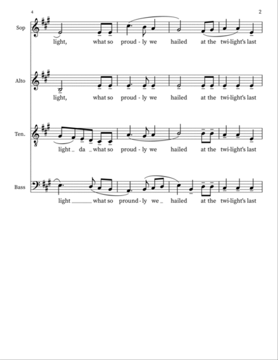 United states national anthem Piano, Vocal, Guitar scores gallery preview page 2