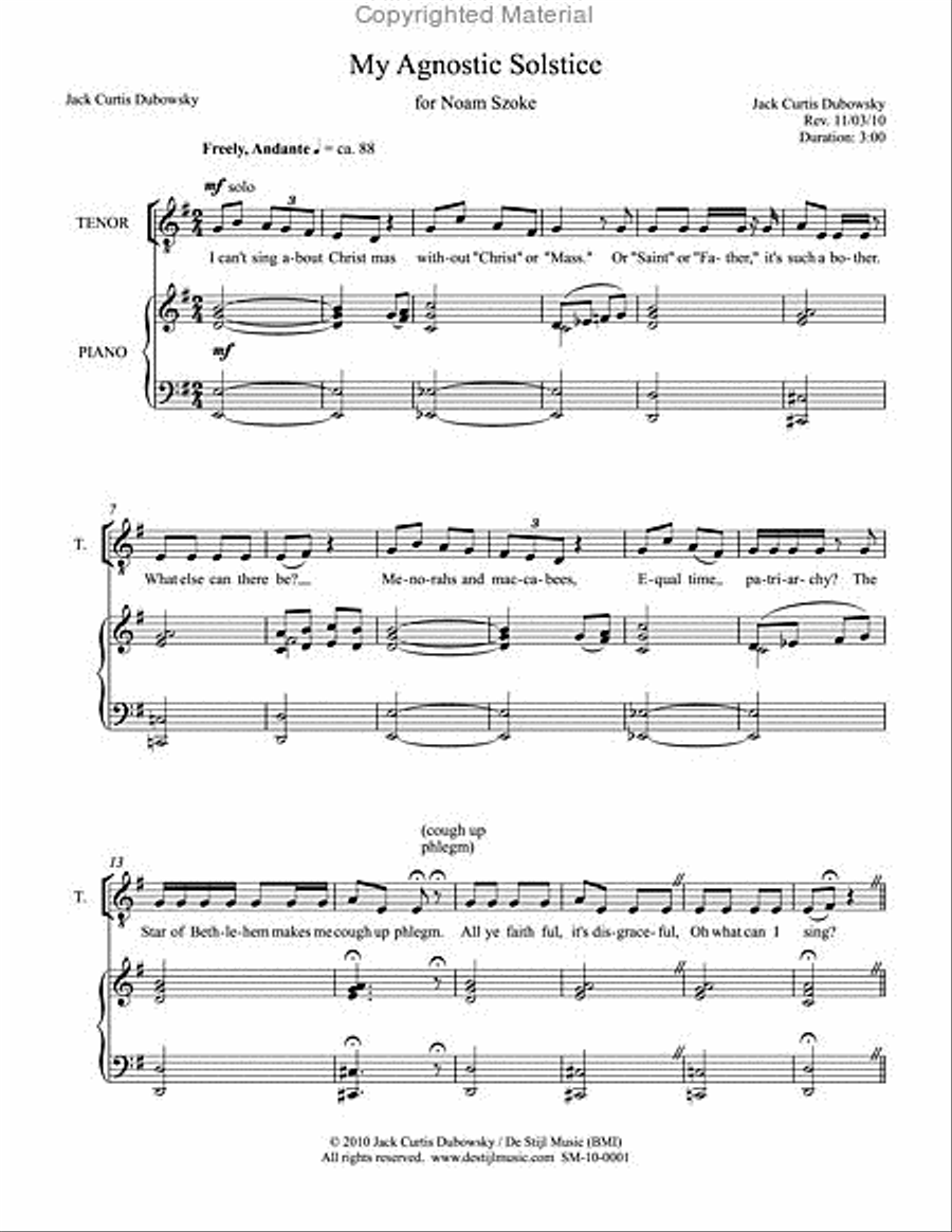 My Agnostic Solstice (SATB) 4-Part scores gallery preview page 2