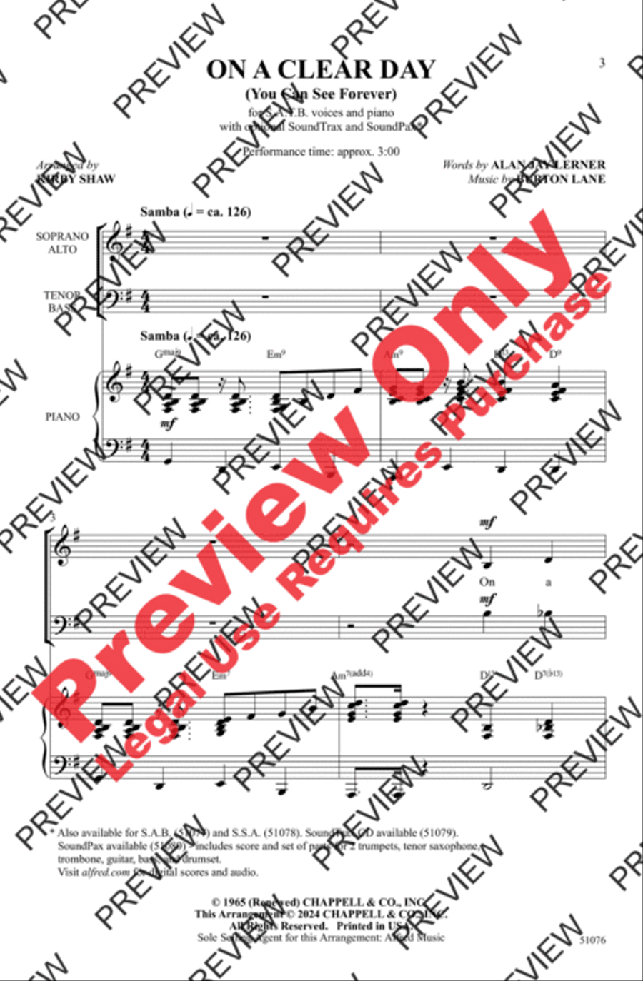 On a Clear Day On a Clear Day 4-Part scores gallery preview page 2