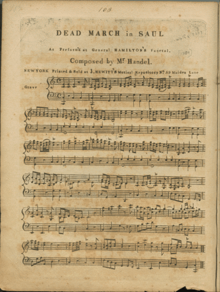 (1) Dead March in Saul. (2) General Hamilton's Funeral March Piano Solo scores gallery preview page 1