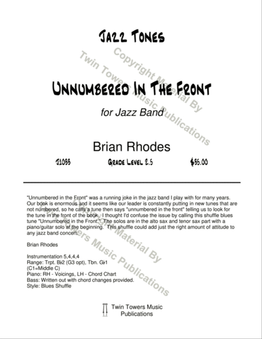 Unnumbered in the Front Unnumbered in the Front Jazz Ensemble scores gallery preview page 2