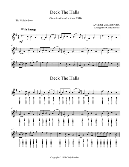 Deck the Halls, for Tin Whistle Solo image number null