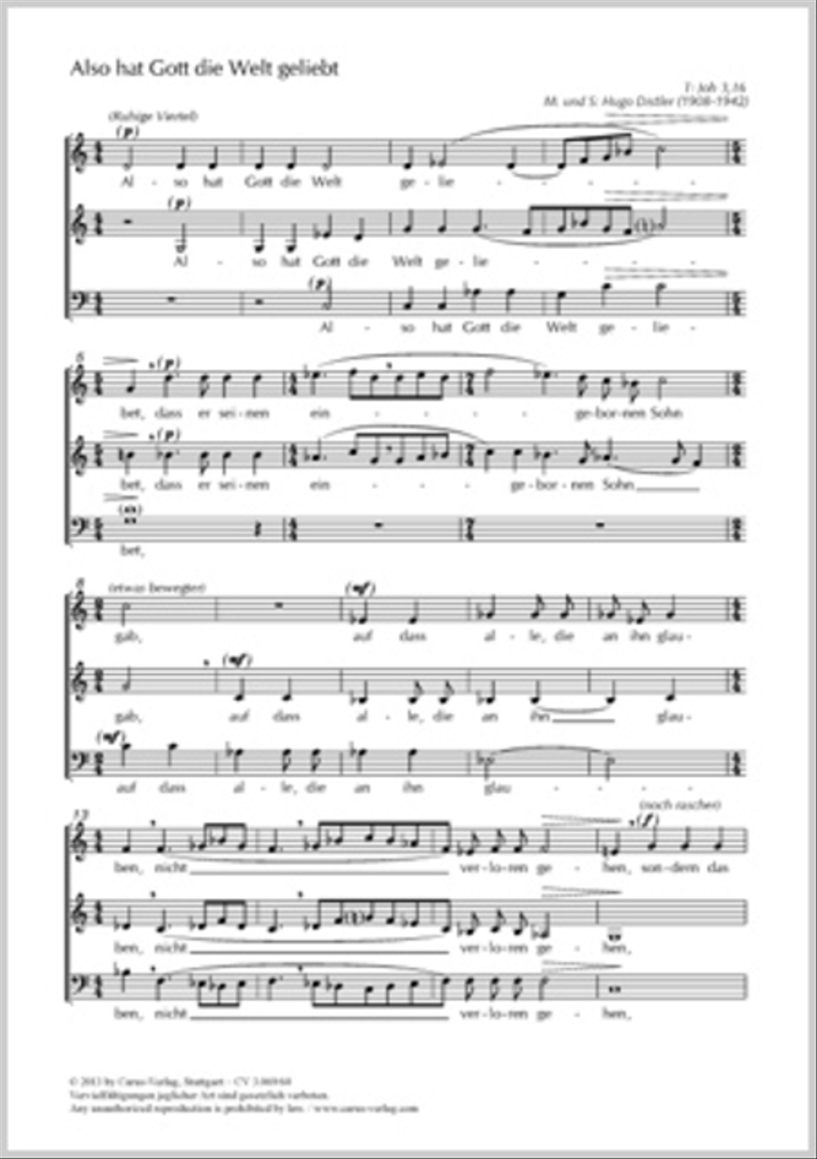 So greatly God esteemed the world (Also hat Gott die Welt geliebt) 3-Part scores gallery preview page 1