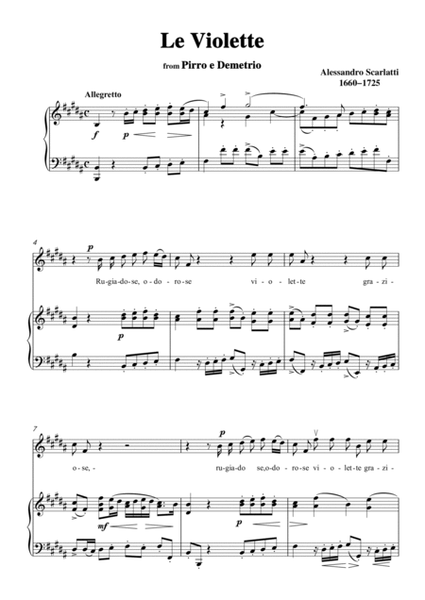 Scarlatti-Le Violette in B Major,from Pirro e Demetrio,for Voice&Piano image number null