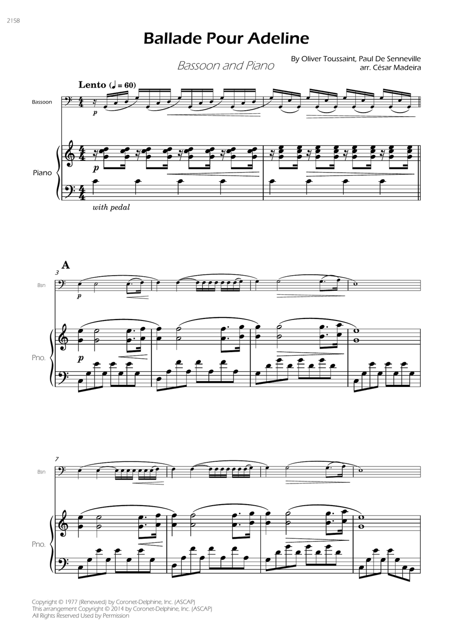 Ballade Pour Adeline Ballade Pour Adeline Bassoon scores gallery preview page 3