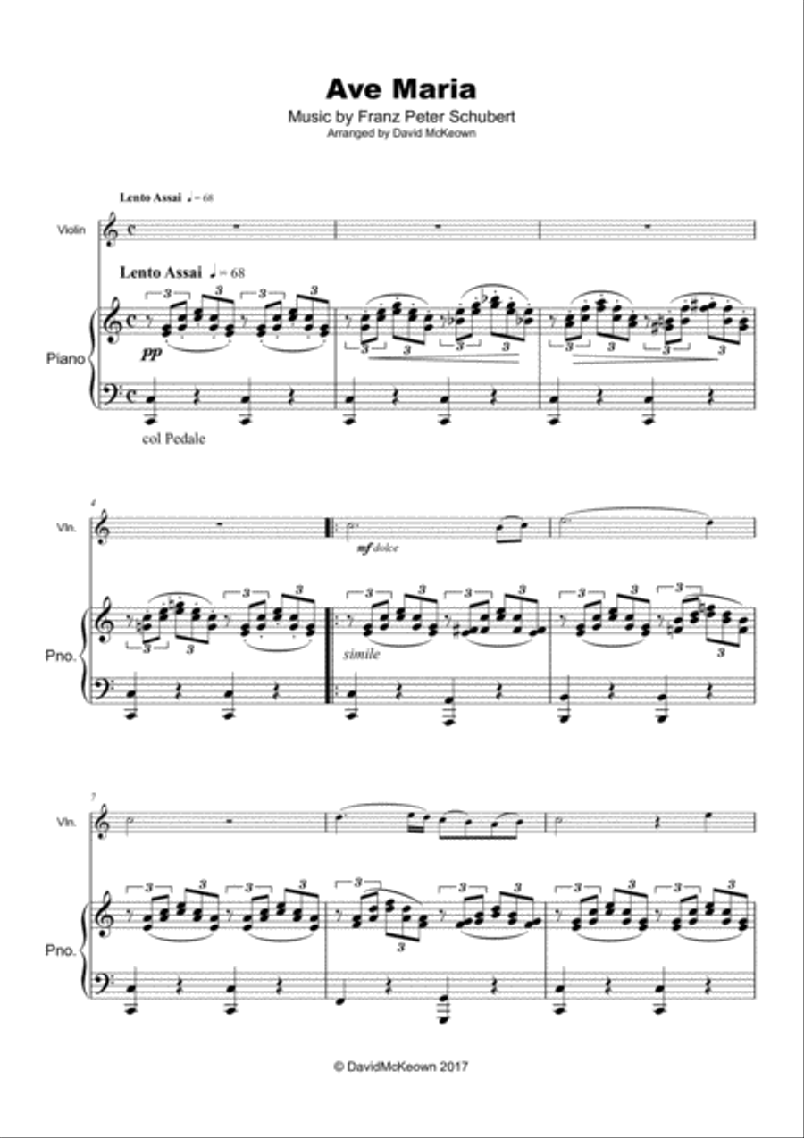 Ave Maria by Franz Schubert, for Violin and Piano Violin Solo scores gallery preview page 3