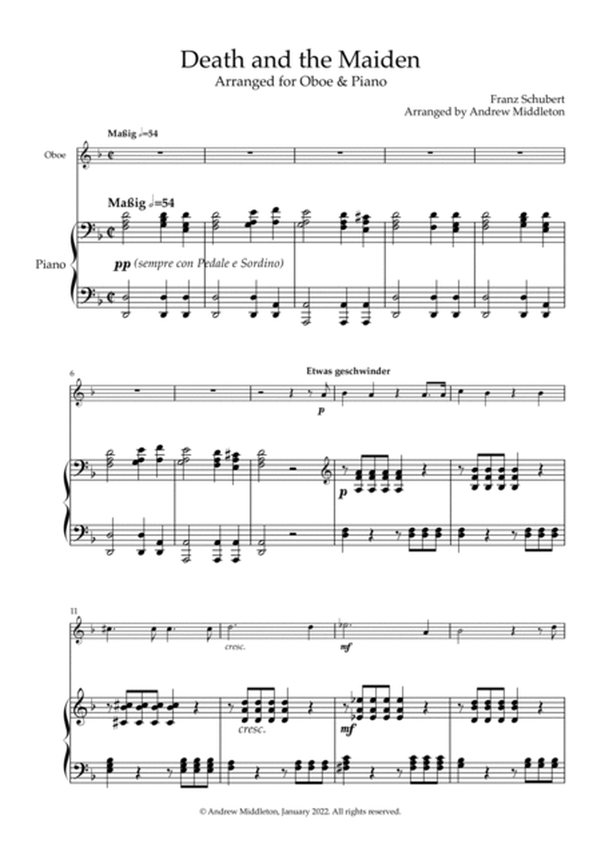 Death of a Maiden arranged for Oboe and Piano image number null