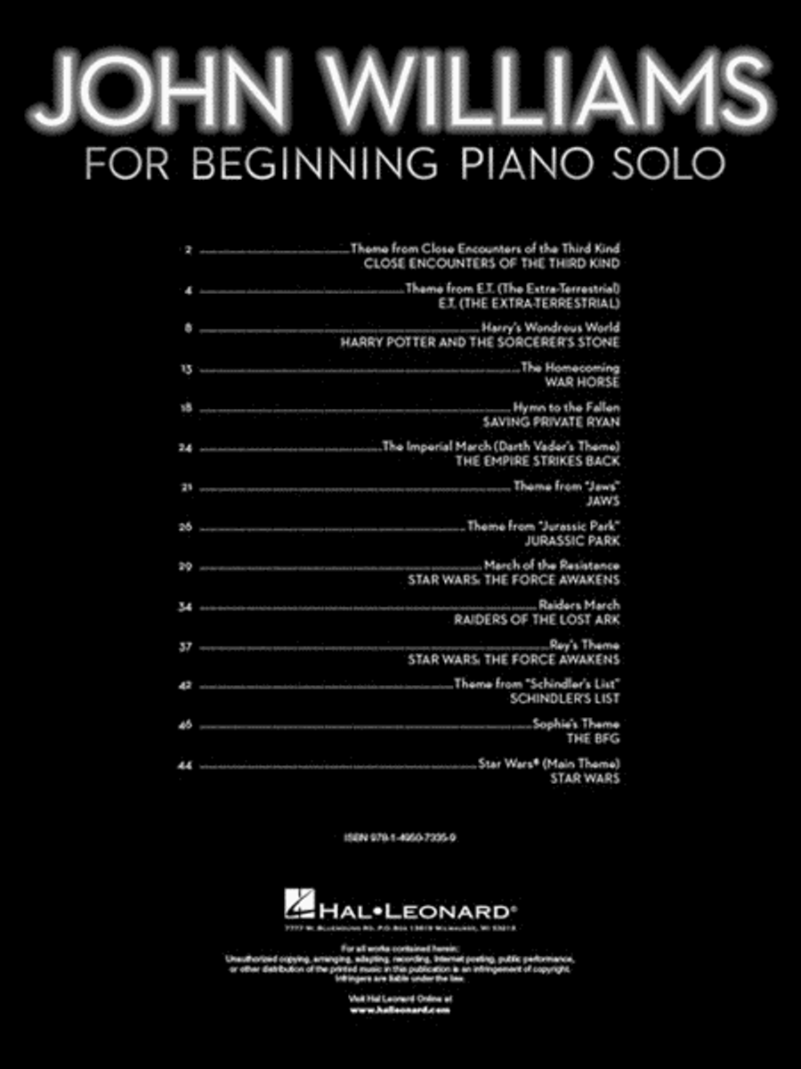 John Williams for Beginning Piano Solo Piano Solo scores gallery preview page 2