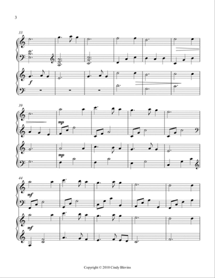 Silent Night, Harp and Piano Duet Harp scores gallery preview page 4