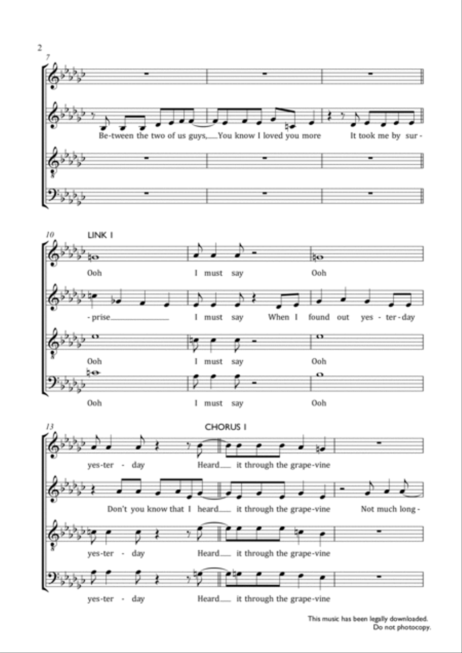 I Heard It Through The Grapevine 4-Part scores gallery preview page 2