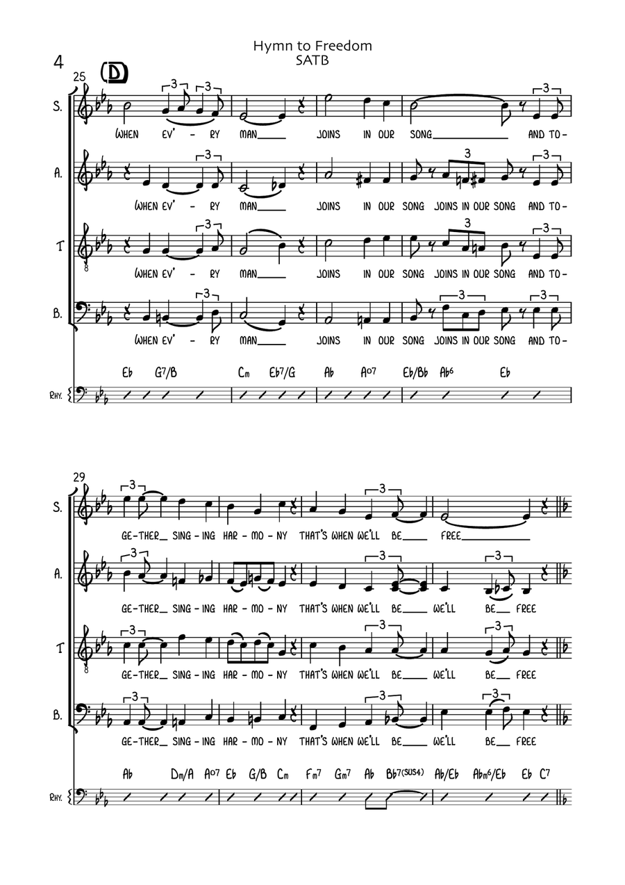 Hymn To Freedom 4-Part scores gallery preview page 4