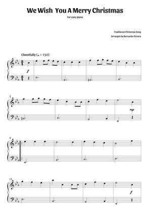 We Wish You A Merry Christmas (easy piano in Eb major – clean sheet music)