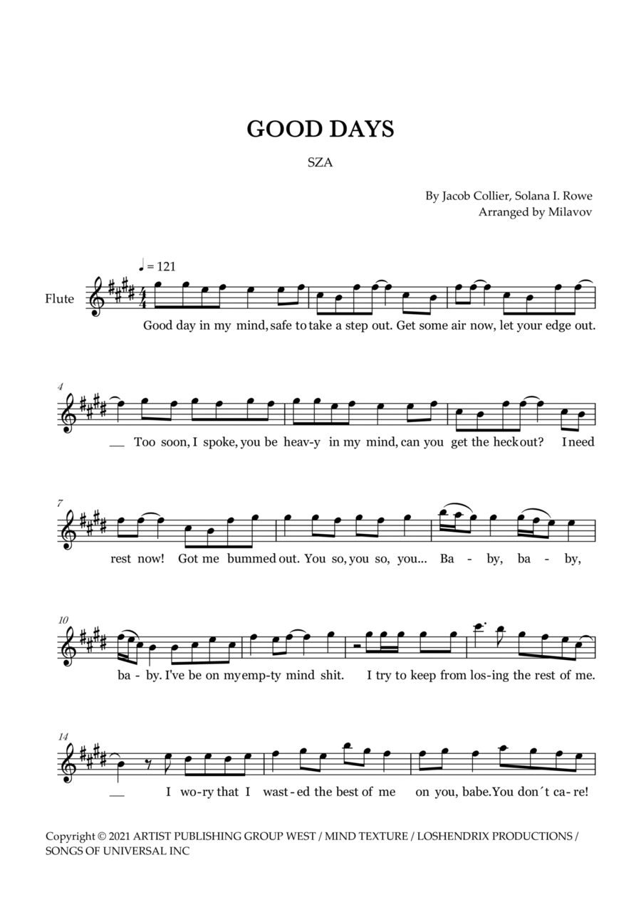 Good Days Flute Solo scores gallery preview page 1