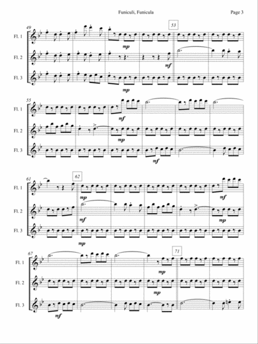 Funiculi, Funicula for Flute Trio Flute Trio scores gallery preview page 4