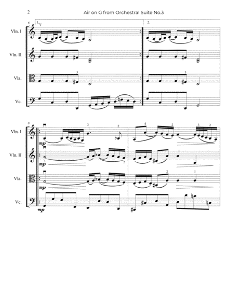 Bach: Air on a G String - String Trio, or 2 Violins and Cello