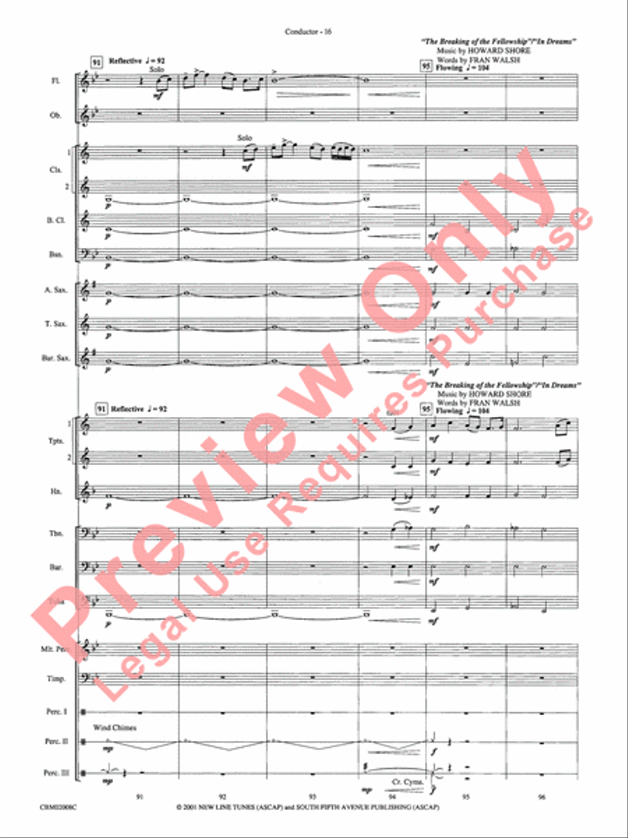 The Lord of the Rings: The Fellowship of the Ring, Highlights from Concert Band scores gallery preview page 18