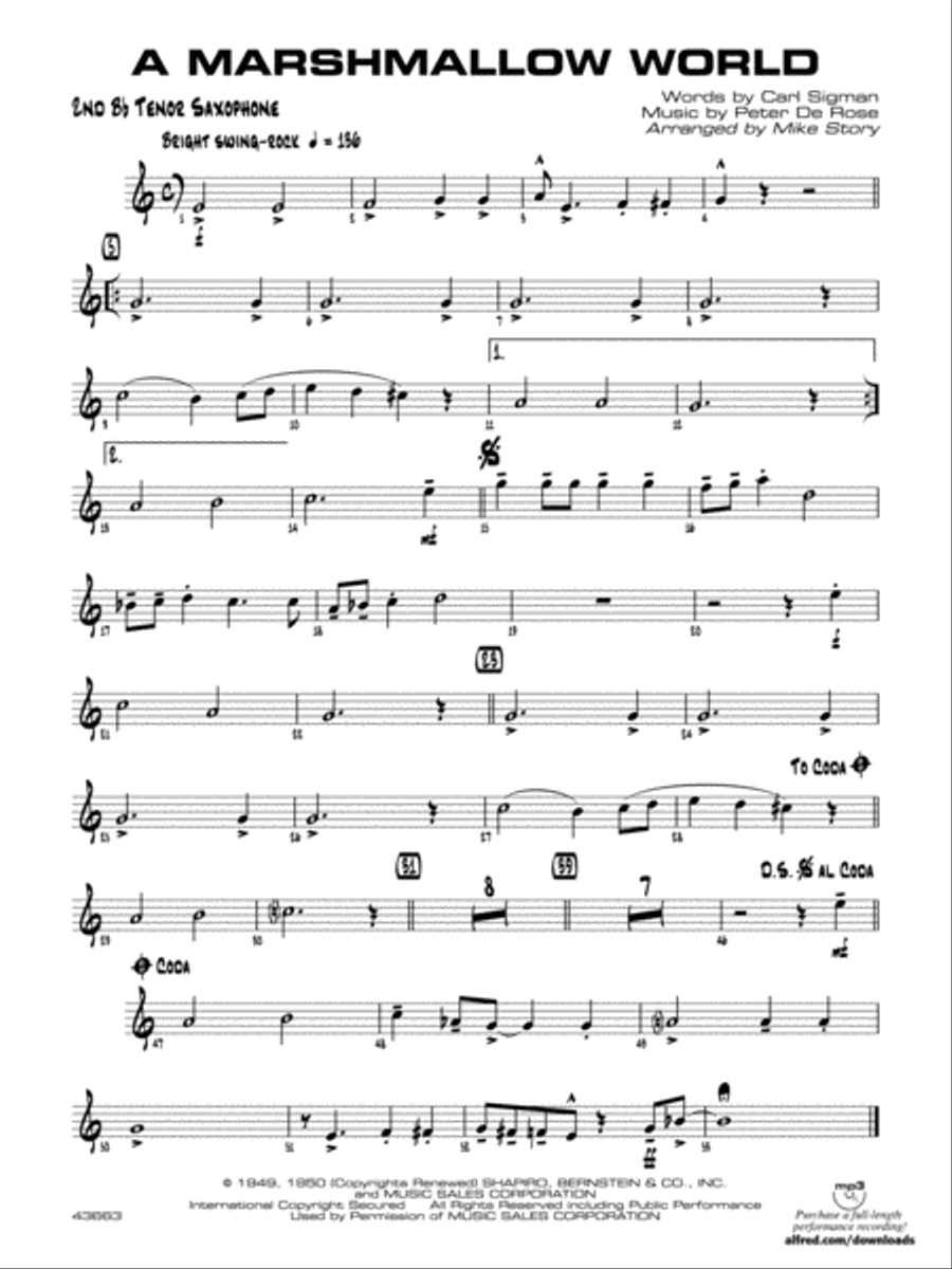 A Marshmallow World: 2nd B-flat Tenor Saxophone Jazz Ensemble scores gallery preview page 1