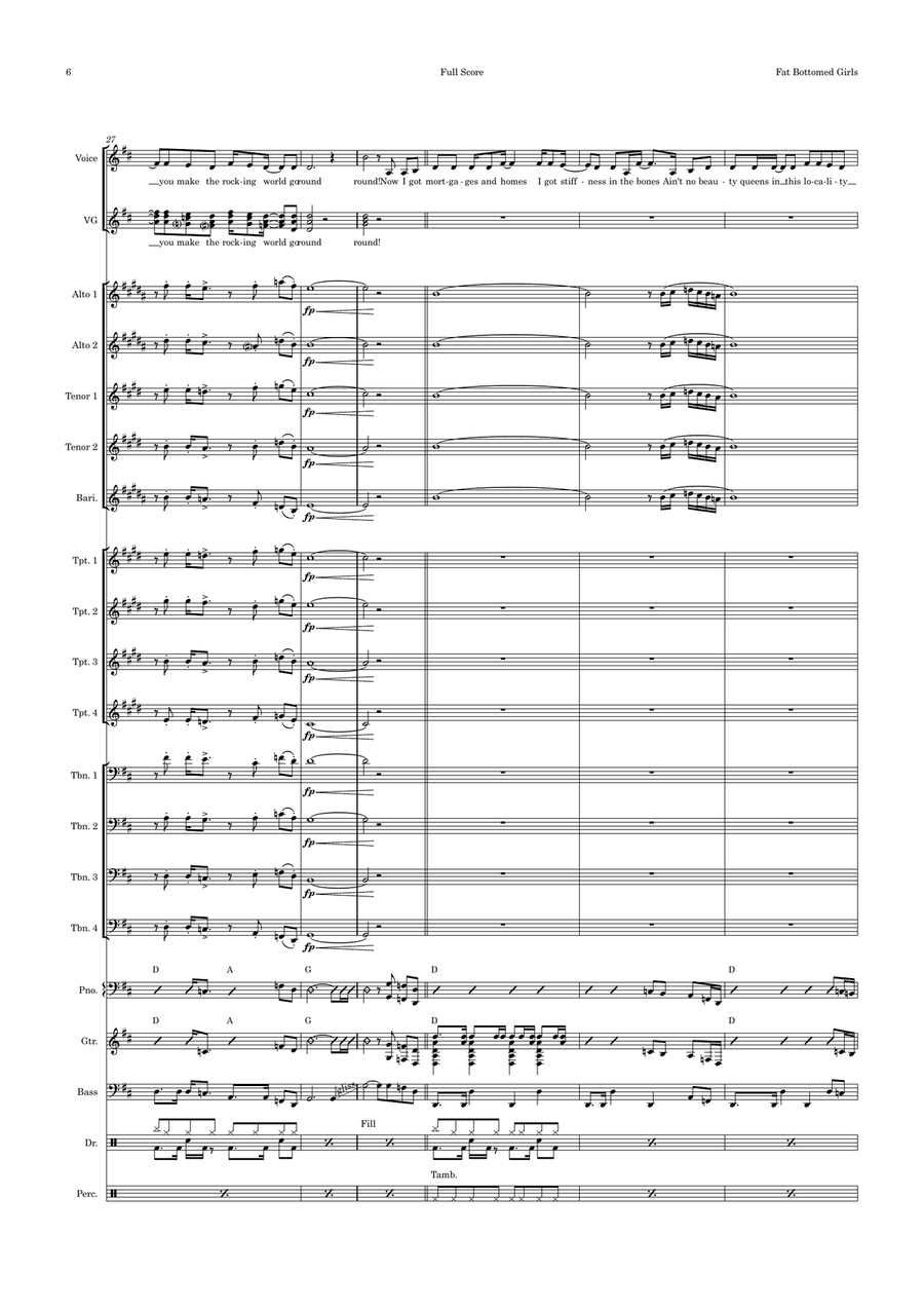 Fat Bottomed Girls Jazz Ensemble scores gallery preview page 6