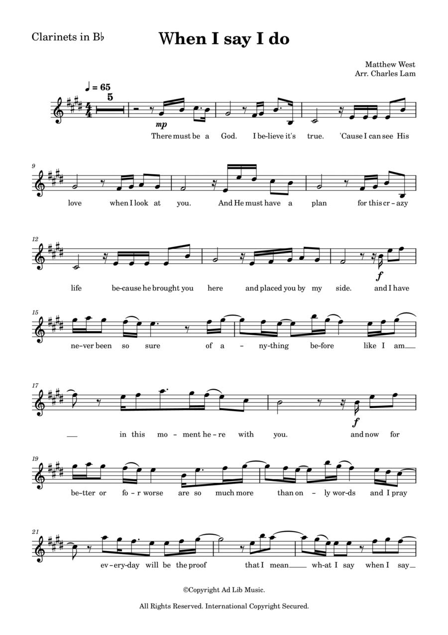 When I Say I Do B-Flat Clarinet scores gallery preview page 1