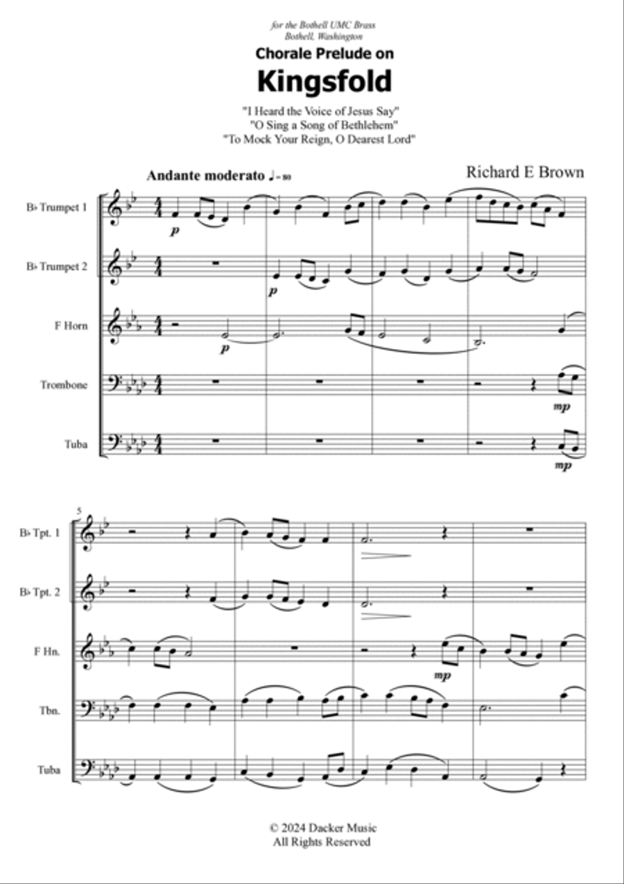 Chorale Prelude on Kingsfold - Brass Quintet Brass Quintet scores gallery preview page 3