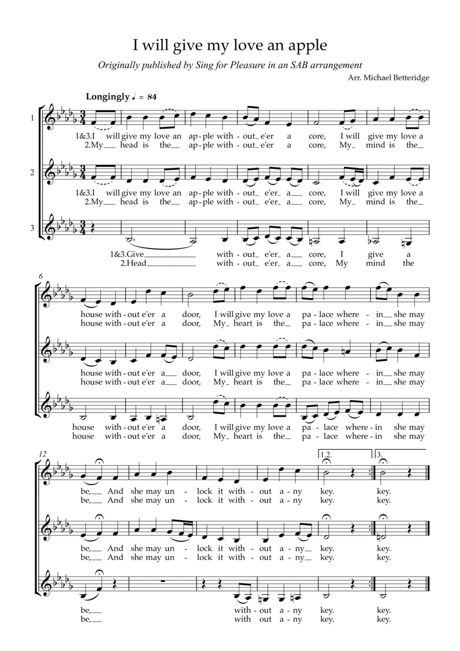 I will give my love an apple 3-Part scores gallery preview page 1