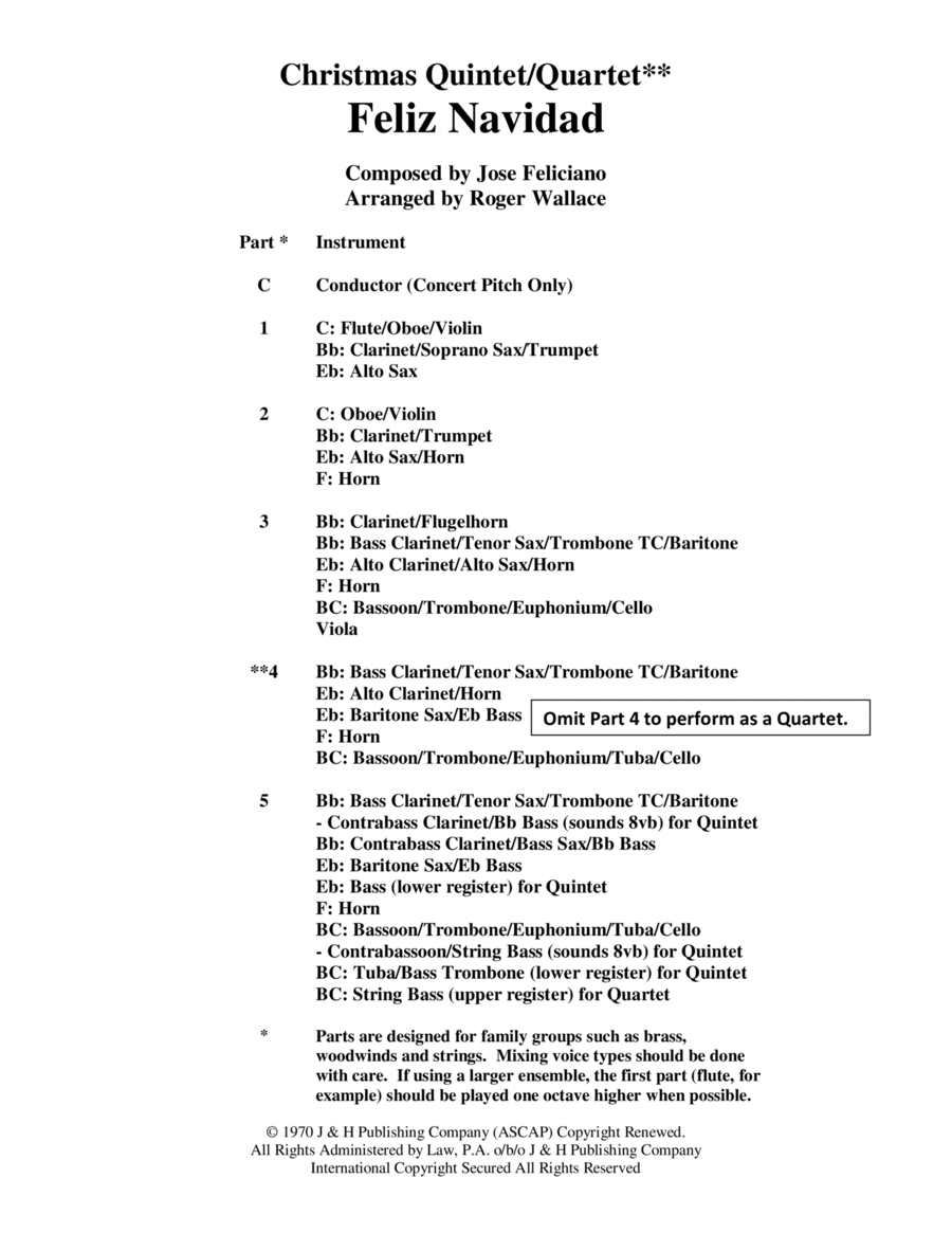 Feliz Navidad Brass Quintet scores gallery preview page 1