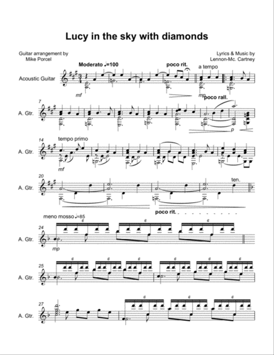 Lucy In The Sky With Diamonds Guitar Solo scores gallery preview page 1