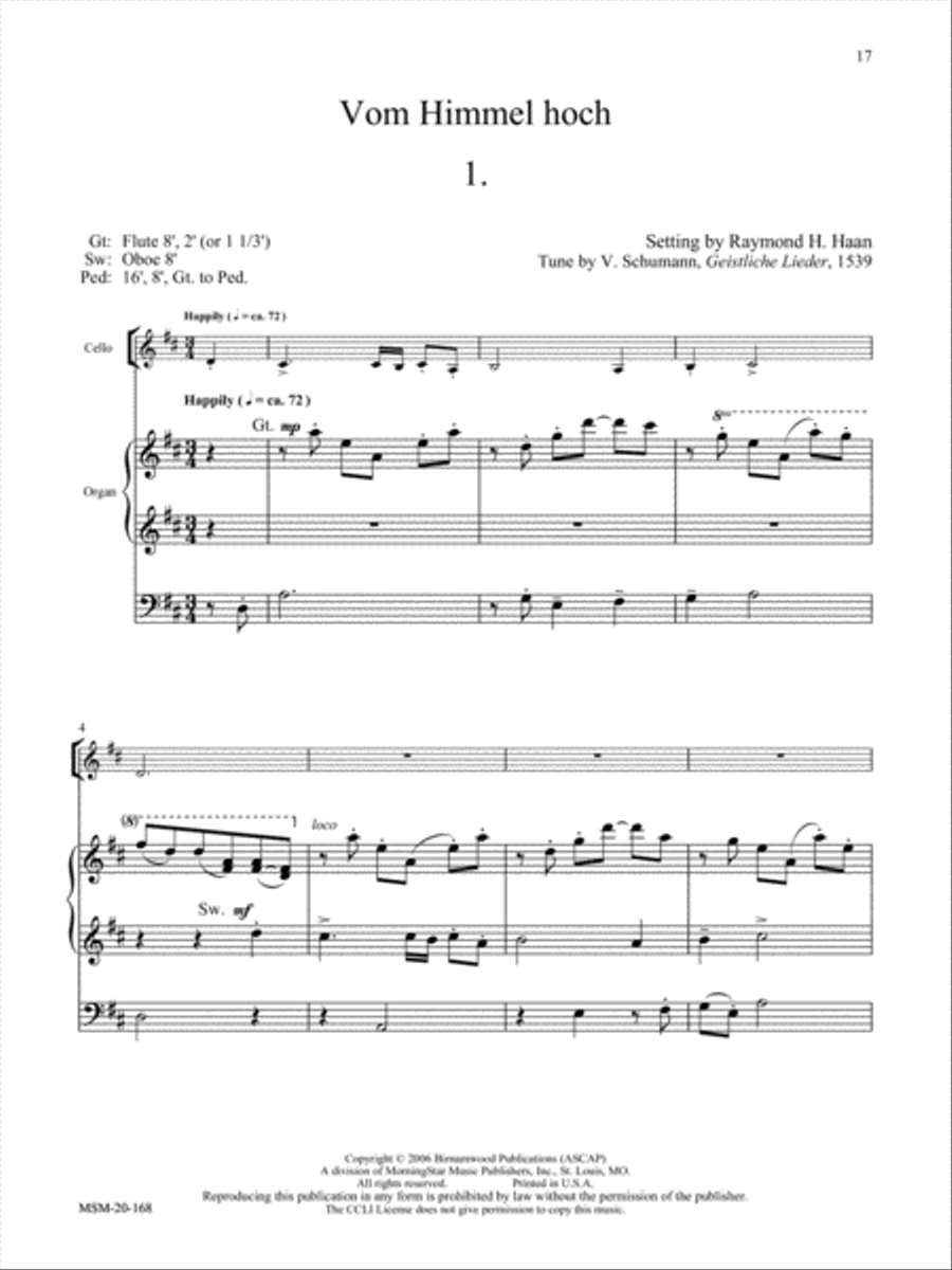O Come, Emmanuel: Six Advent and Christmas Hymns for Cello or Viola and Organ Cello scores gallery preview page 12