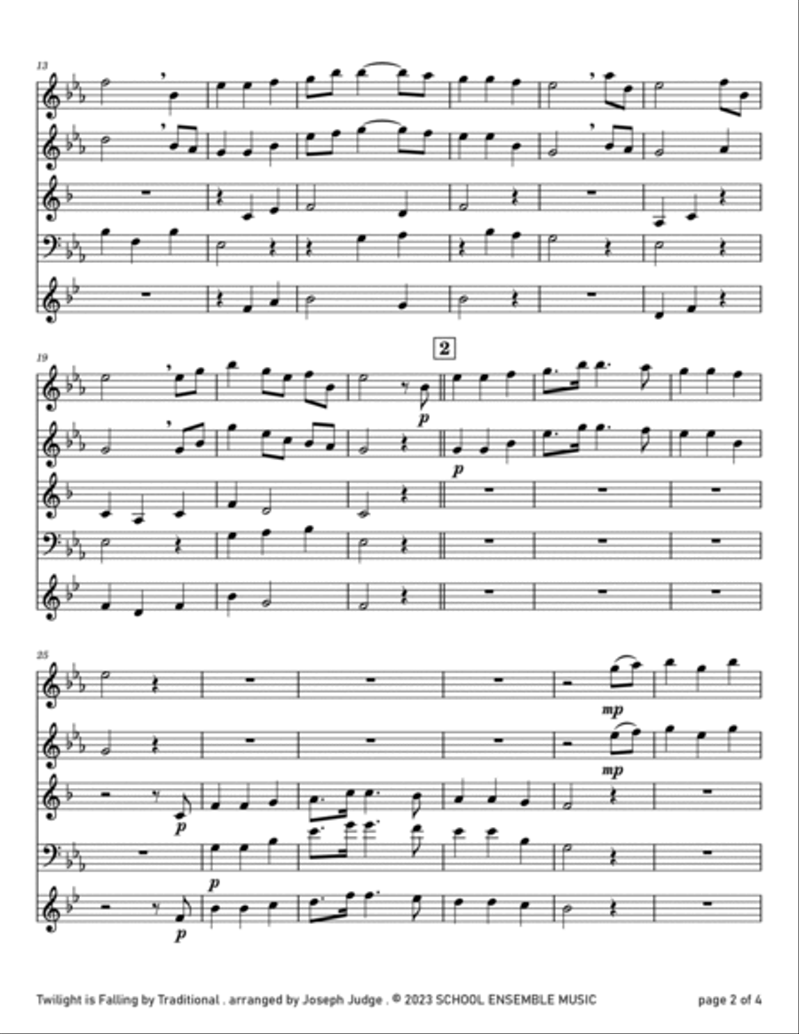 Twilight Is Falling for Woodwind Quartet in Schools Woodwind Quartet scores gallery preview page 2