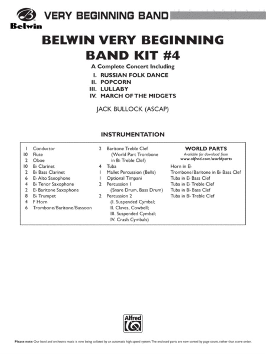 Belwin Very Beginning Band Kit #4: Score Concert Band scores gallery preview page 1