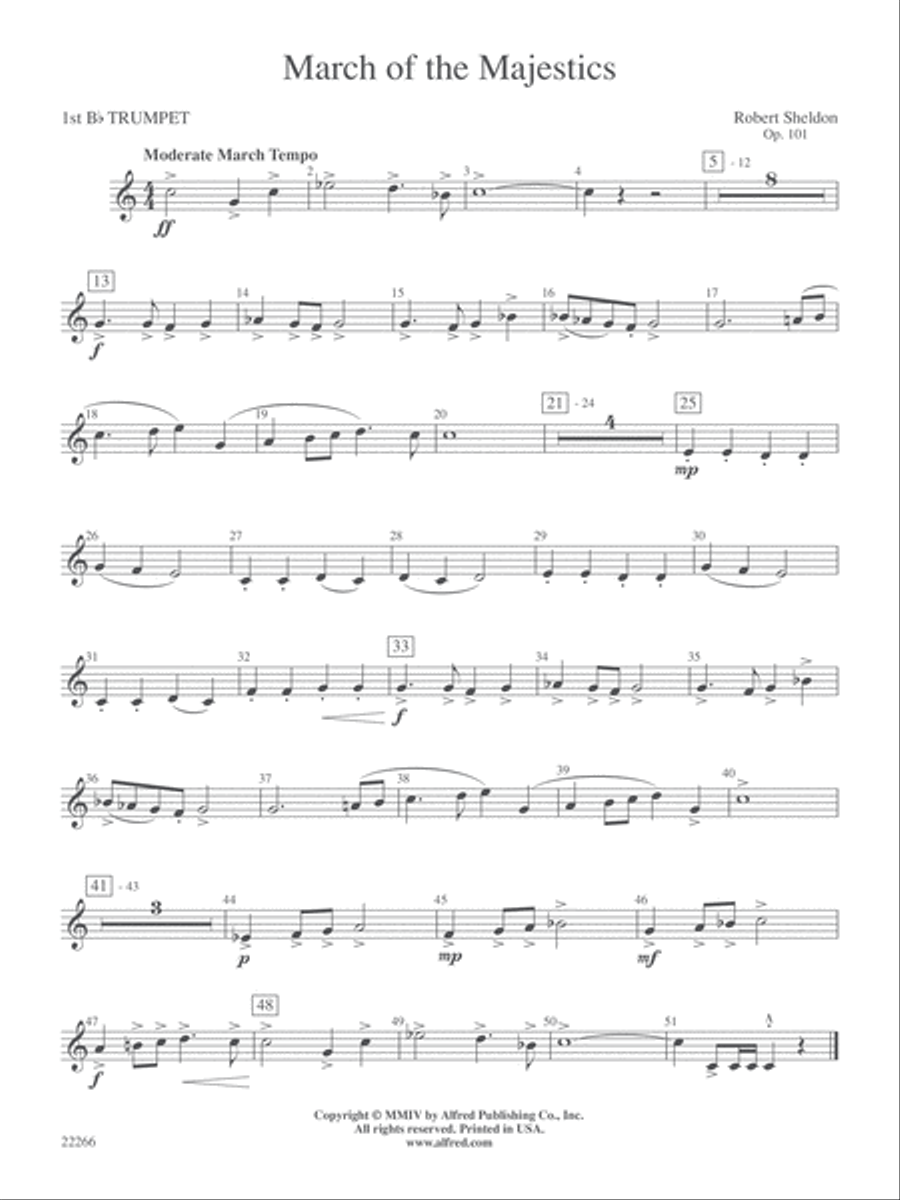 March of the Majestics: 1st B-flat Trumpet Concert Band scores gallery preview page 1