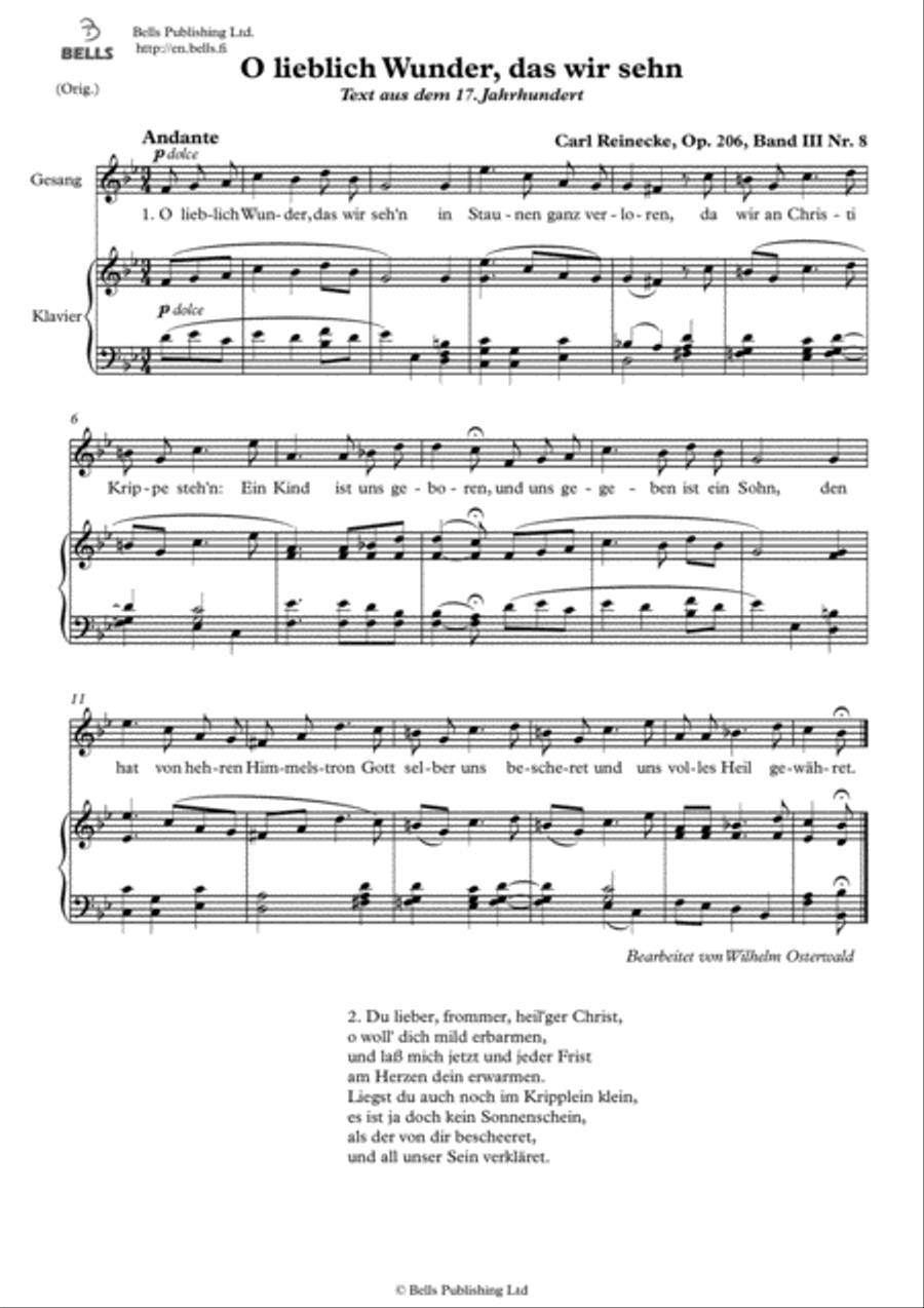O lieblich Wunder, das wir sehn, Op. 206 (Original key. B-flat Major) Voice Solo scores gallery preview page 1