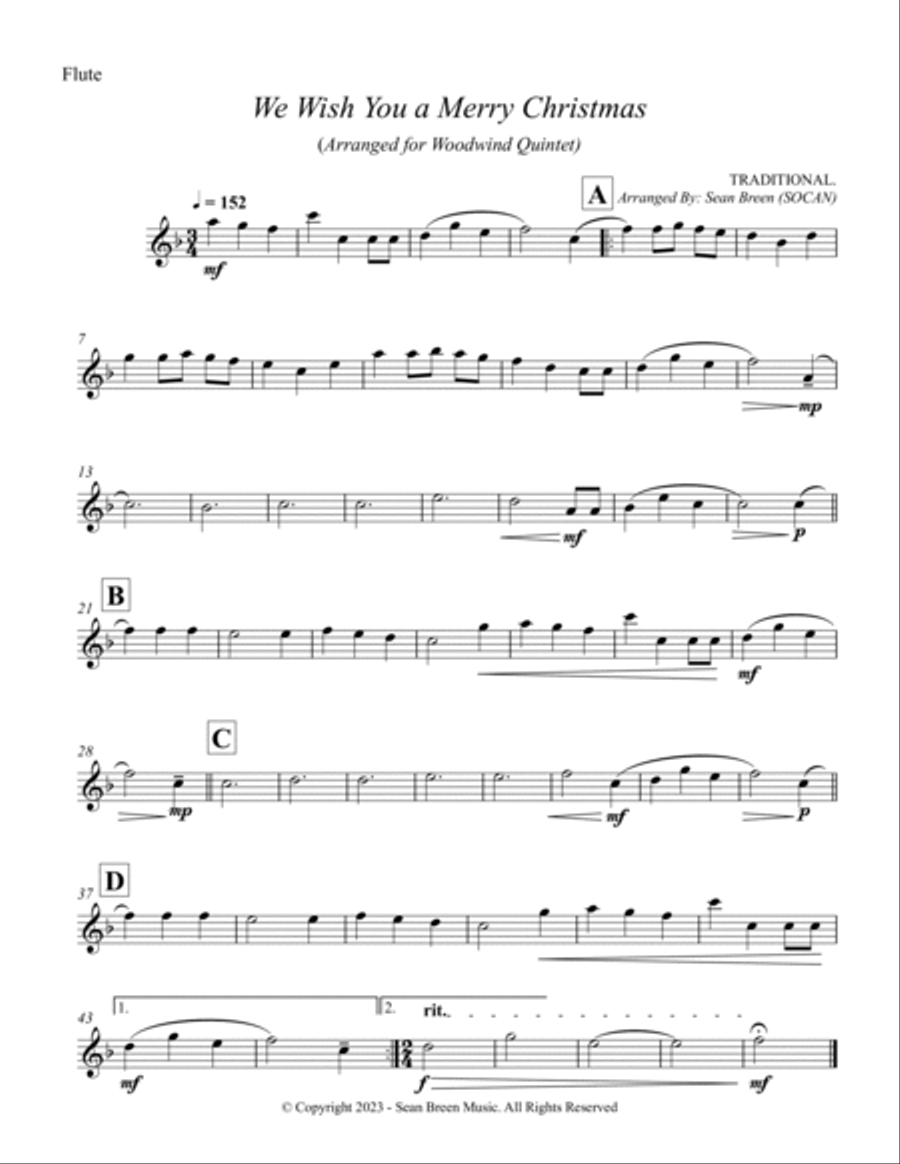 We Wish You a Merry Christmas - Woodwind Quintet Woodwind Quintet scores gallery preview page 5