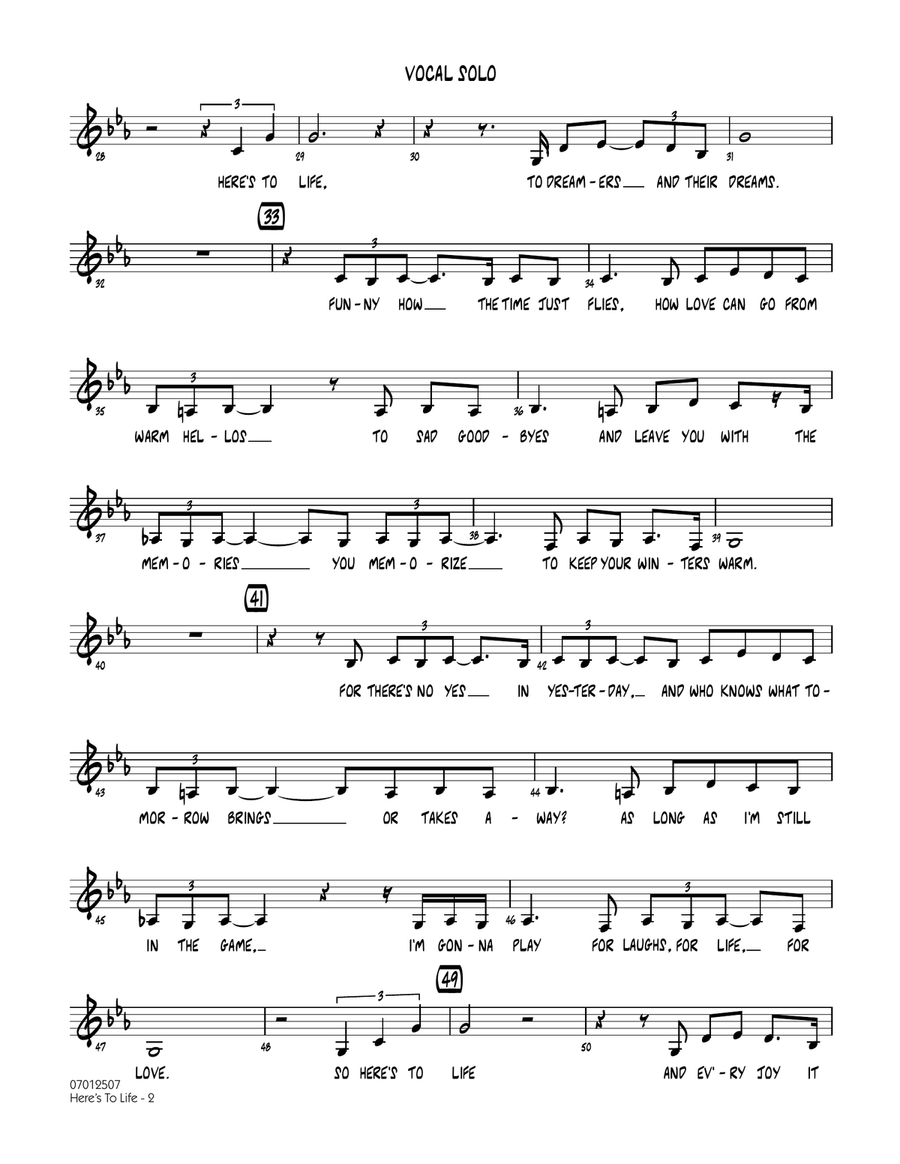 Here's To Life (Key: C minor) - Vocal Solo Jazz Ensemble scores gallery preview page 2
