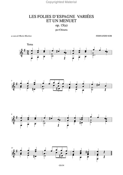 Les Folies d’Espagne variées et un Menuet Op. 15(a) for Guitar image number null
