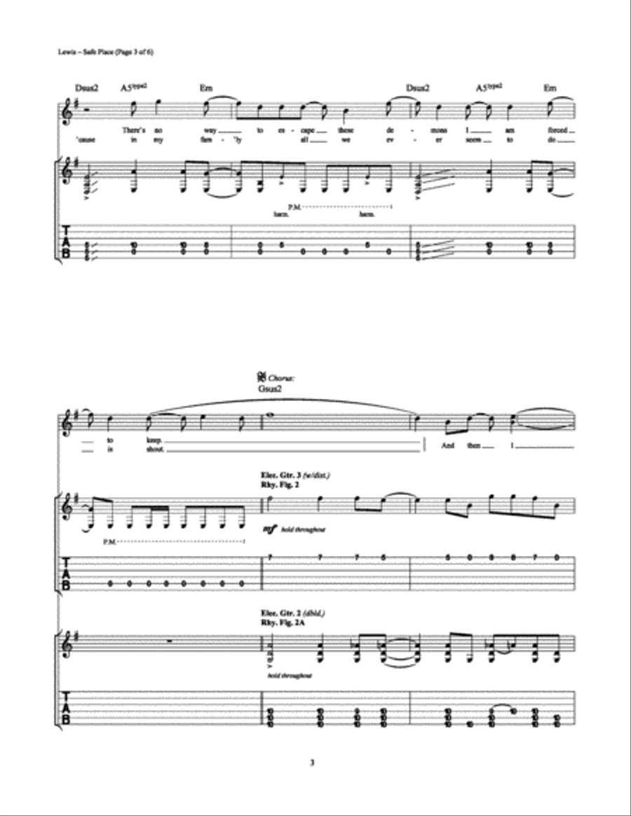 Safe Place Safe Place Electric Guitar scores gallery preview page 3