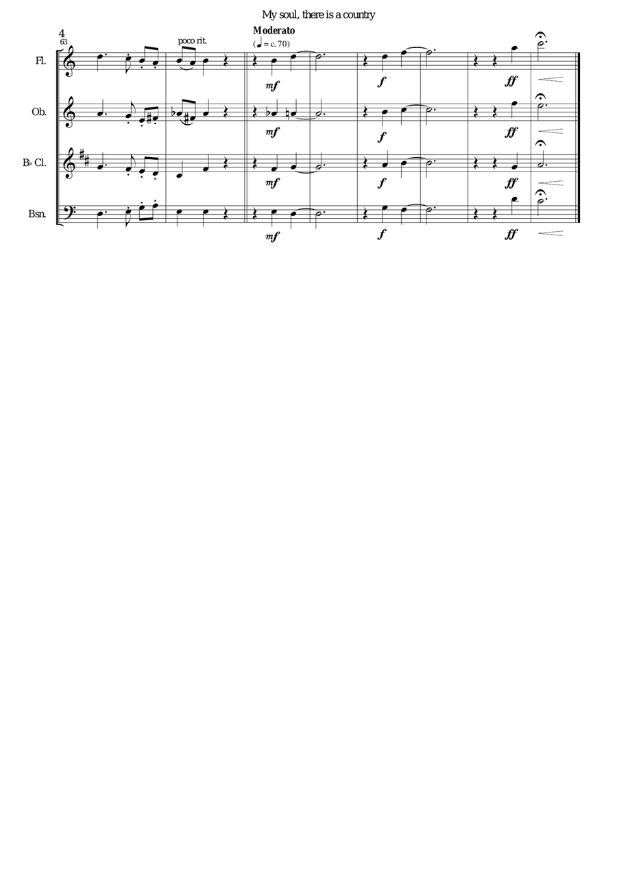 My soul, there is a country for wind quartet Woodwind Quartet scores gallery preview page 4