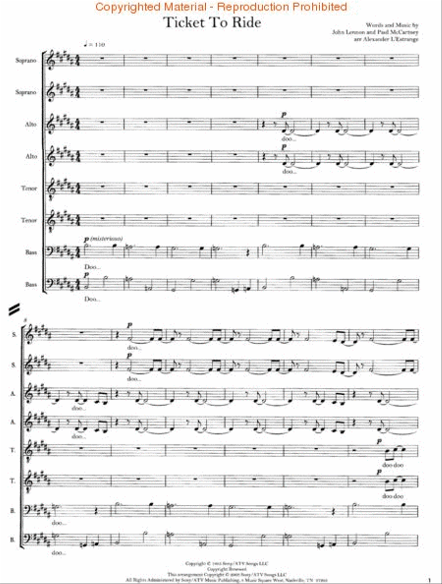 The Swingle Singers: Ticket to Ride Divisi scores gallery preview page 2